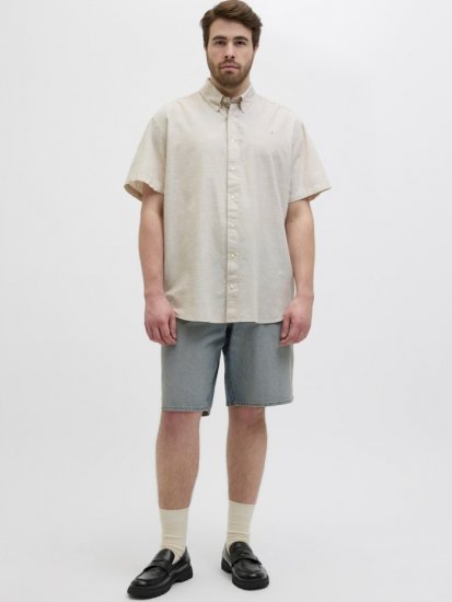 Jack & Jones Summer Shield Short Sleeve Shirt White Pepper - Kauluspaidat - Miesten isot kauluspaidat 2XL – 8XL
