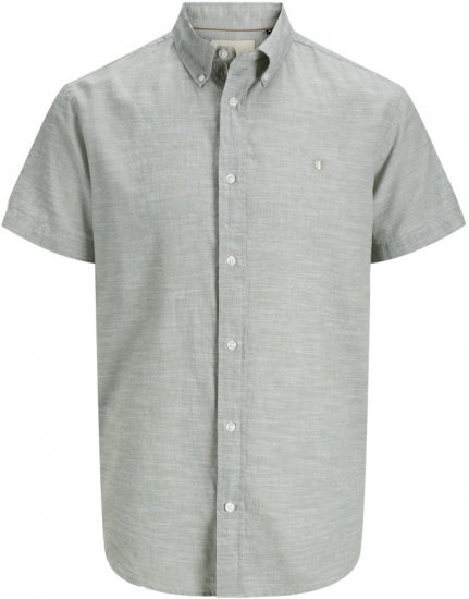 Jack & Jones Summer Shield Short Sleeve Shirt Hedge Green - Kauluspaidat - Miesten isot kauluspaidat 2XL – 8XL