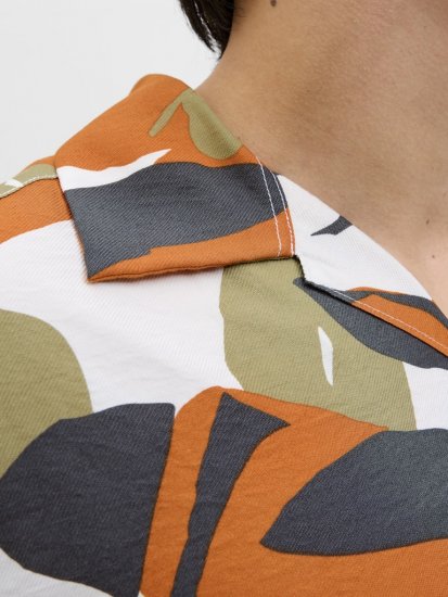 Jack & Jones Vira Marshall AOP Short Sleeve Shirt Cloud Dancer - Kauluspaidat - Miesten isot kauluspaidat 2XL – 8XL