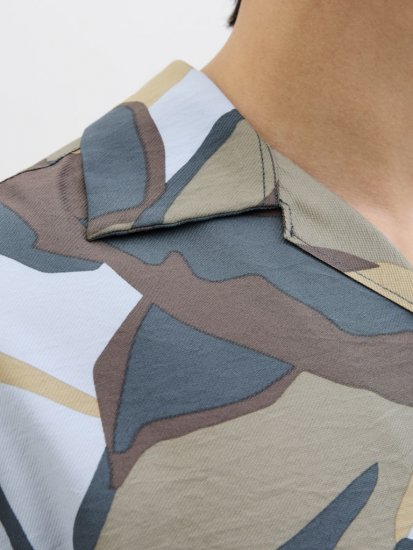 Jack & Jones Vira Marshall AOP Short Sleeve Shirt Silver Sage - Kauluspaidat - Miesten isot kauluspaidat 2XL – 8XL