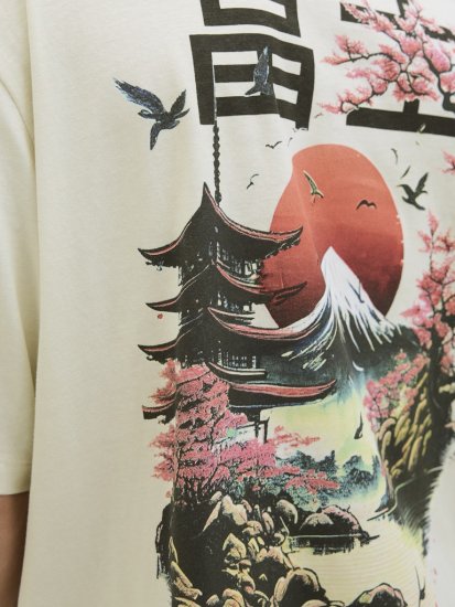 Jack & Jones Fuji Crew Neck T-Shirt Antique White - T-paidat - Isot T-paidat 2XL – 14XL