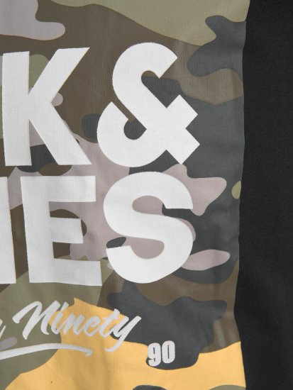 Jack & Jones JJPETE SHAPE Camo Print T-Shirt Black - T-paidat - Isot T-paidat 2XL – 14XL