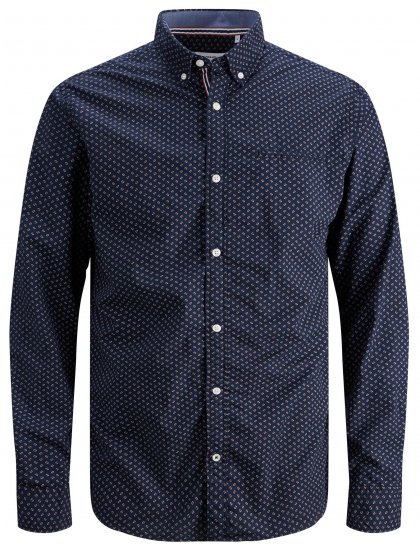 Jack & Jones JJDEAN LS Shirt Navy - Kauluspaidat - Miesten isot kauluspaidat 2XL – 8XL