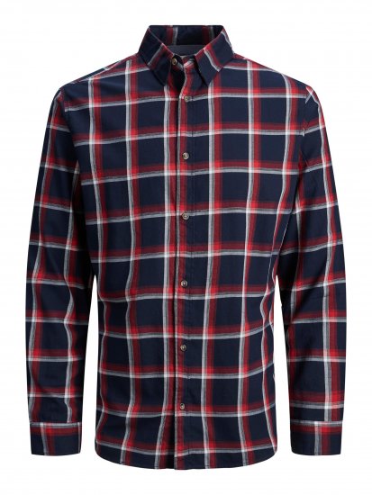 Jack & Jones JJPLAIN LOGAN Shirt Red - Kauluspaidat - Miesten isot kauluspaidat 2XL – 8XL