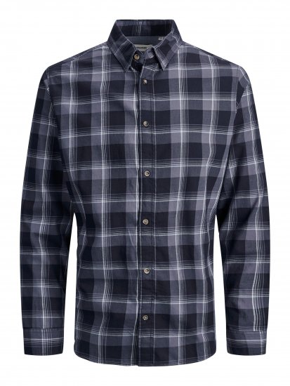 Jack & Jones JJPLAIN LOGAN Shirt Navy - Kauluspaidat - Miesten isot kauluspaidat 2XL – 8XL