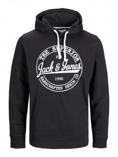 Jack & Jones JJBRAT SWEAT Hoodie Black - Hupparit ja collegepaidat - Miesten hupparit ja collegepaidat isot koot