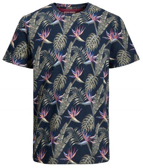 Jack & Jones JJCOASTAL AOP T-Shirt Navy - T-paidat - Isot T-paidat 2XL – 14XL