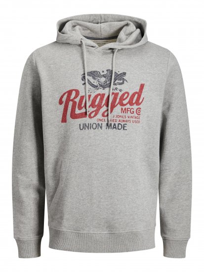 Jack & Jones JJAARON Hoodie Grey - Hupparit ja collegepaidat - Miesten hupparit ja collegepaidat isot koot