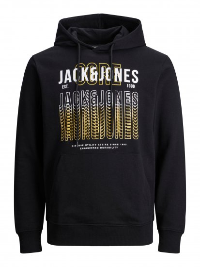 Jack & Jones JJCYBER SWEAT Hoodie Black - Hupparit ja collegepaidat - Miesten hupparit ja collegepaidat isot koot