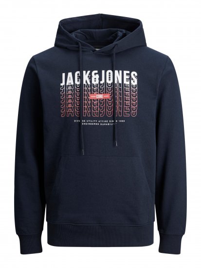 Jack & Jones JJCYBER SWEAT Hoodie Navy - Hupparit ja collegepaidat - Miesten hupparit ja collegepaidat isot koot