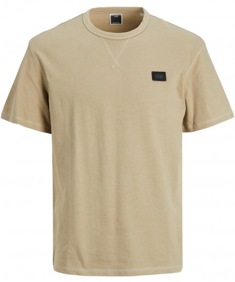 Jack & Jones JCOCLASSIC WAFFLE BADGE TEE Beige - T-paidat - Isot T-paidat 2XL – 14XL