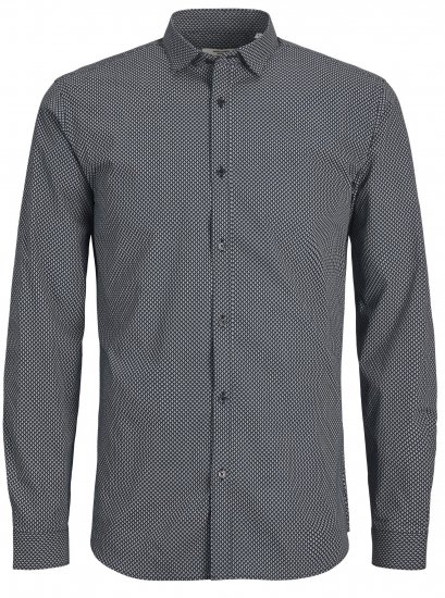 Jack & Jones JPRBLACARDIFF Print LS Shirt Navy - Kauluspaidat - Miesten isot kauluspaidat 2XL – 8XL