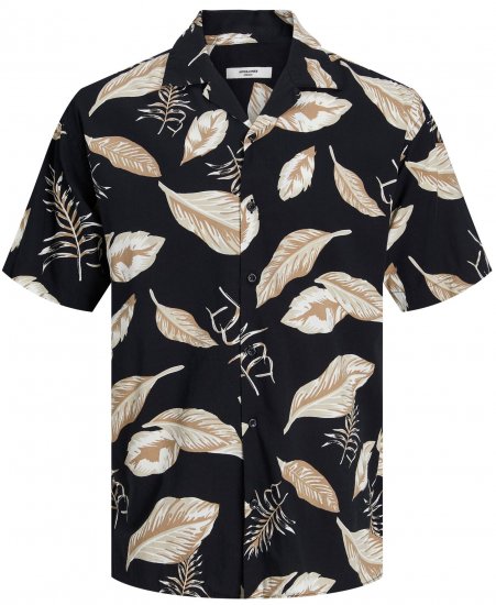 Jack & Jones JPRBLATROPIC Resort Shirt Black - Kauluspaidat - Miesten isot kauluspaidat 2XL – 8XL