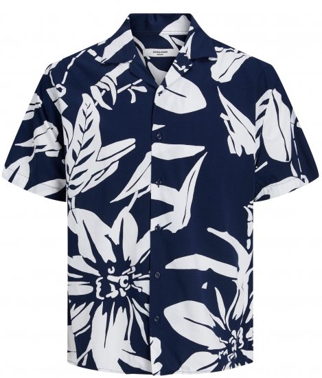 Jack & Jones JPRBLATROPIC Resort Shirt Navy - Kauluspaidat - Miesten isot kauluspaidat 2XL – 8XL