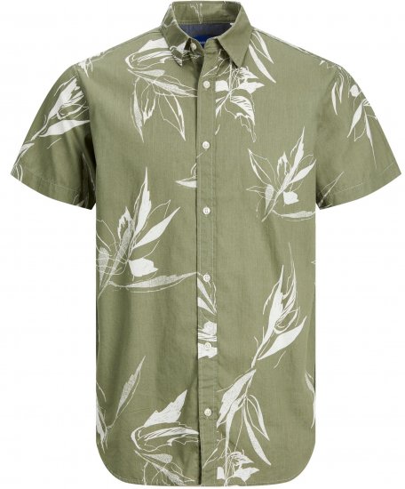 Jack & Jones JORCRAYON AOP Shirt Green - Kauluspaidat - Miesten isot kauluspaidat 2XL – 8XL