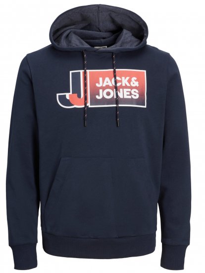 Jack & Jones JCOLOGAN Hoodie Navy Blazer - Hupparit ja Collegepaidat - Miesten hupparit ja collegepaidat isot koot