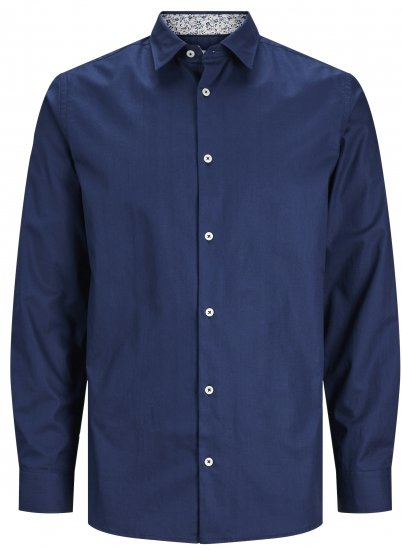 Jack & Jones JPRBLANORDIC DETAIL Shirt Perfect Navy - Kauluspaidat - Miesten isot kauluspaidat 2XL – 8XL
