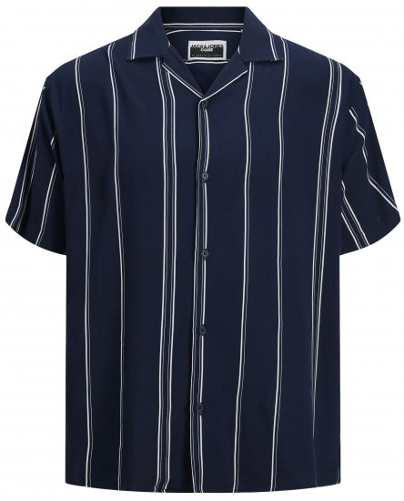 Jack & Jones JCOJEFF AOP Resort Shirt Navy Blazer - Kauluspaidat - Miesten isot kauluspaidat 2XL – 8XL