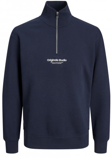 Jack & Jones Esterbro High Neck Quarter Zip Sweatshirt Dark Blue - Hupparit ja collegepaidat - Miesten hupparit ja collegepaidat isot koot
