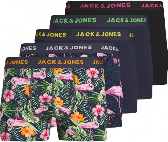 Jack & Jones JACPINK FLAMINGO TRUNKS 5 PACK Navy Blazer - Alusvaatteet & uimavaatteet - Miesten Isot alusvaatteet 