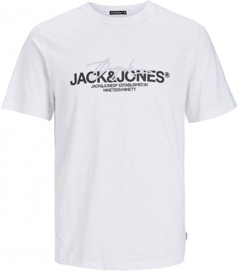Jack & Jones JORARUBA BRANDING TEE SS CREW NECK Bright White - T-paidat - Isot T-paidat 2XL – 14XL