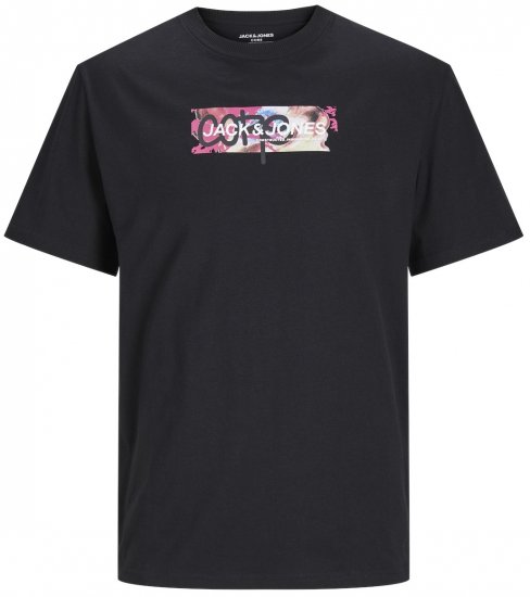 Jack & Jones JCOSUMMER PRINT T-Shirt Black - T-paidat - Isot T-paidat 2XL – 14XL