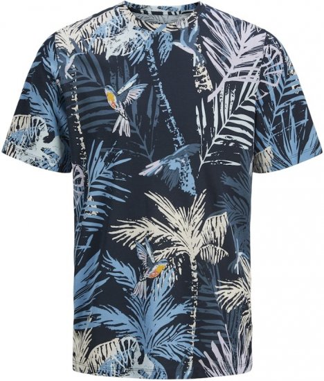 Jack & Jones Hawaii AOP Crew Neck T-Shirt Blue - T-paidat - Isot T-paidat 2XL – 14XL