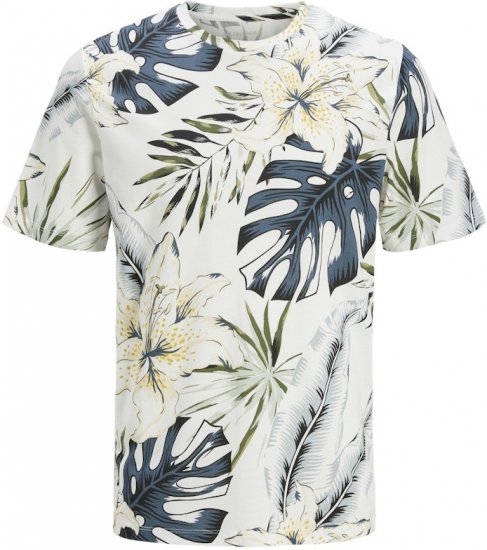 Jack & Jones Hawaii AOP Crew Neck T-Shirt White - T-paidat - Isot T-paidat 2XL – 14XL