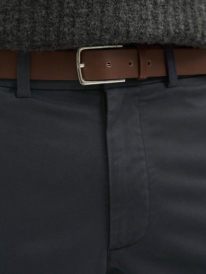 Jack & Jones Ollie Franco Chino Pants with Belt Dark Navy - Farkut ja housut - Miesten isot farkut ja isot housut W40-W70