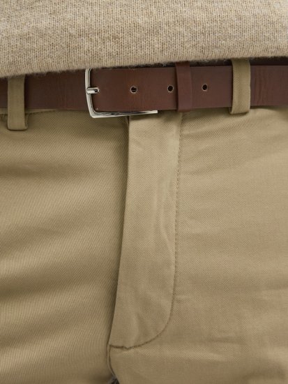 Jack & Jones Ollie Franco Chino Pants with Belt Brown - Farkut ja housut - Miesten isot farkut ja isot housut W40-W70