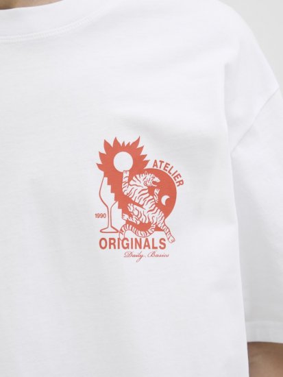  Jack & Jones Bellagio Collage Crew Neck T-Shirt Bright White - T-paidat - Isot T-paidat 2XL – 14XL