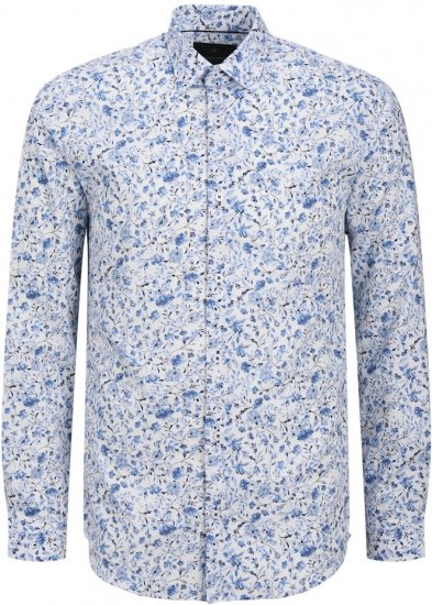 Jack & Jones BARNES Printed Dobby Long Sleeve Shirt Light Blue - Kauluspaidat - Miesten isot kauluspaidat 2XL – 8XL