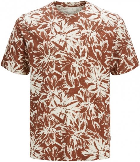 Jack & Jones Split AOP Crew Neck T-Shirt Brown - T-paidat - Isot T-paidat 2XL – 14XL