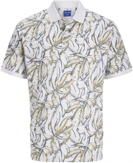Jack & Jones Split AOP Print Polo White - Pikeepaidat - Miesten isot pikeepaidat