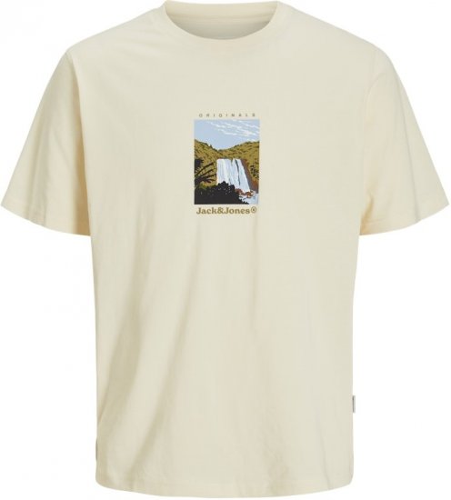 Jack & Jones Split Front Graphic Crew Neck T-Shirt Antique White - T-paidat - Isot T-paidat 2XL – 14XL