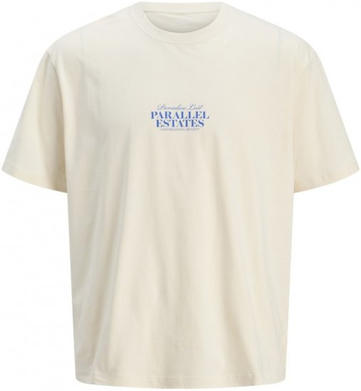 Jack & Jones Parallel Crew Neck T-Shirt Antique White - T-paidat - Isot T-paidat 2XL – 14XL