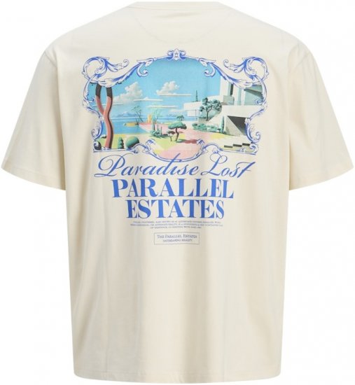 Jack & Jones Parallel Crew Neck T-Shirt Antique White - T-paidat - Isot T-paidat 2XL – 14XL