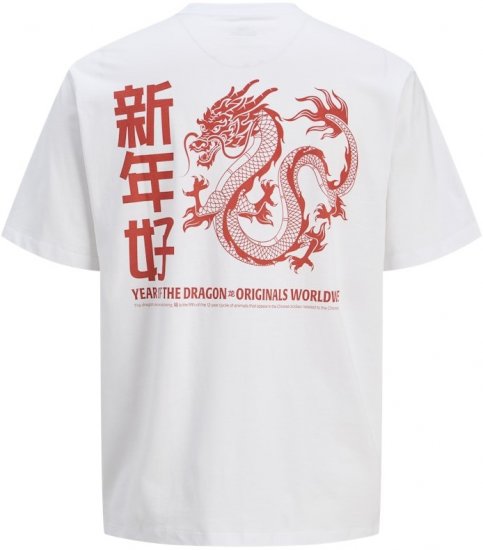 Jack & Jones Snake Dragon Crew Neck T-Shirt Bright White - T-paidat - Isot T-paidat 2XL – 14XL