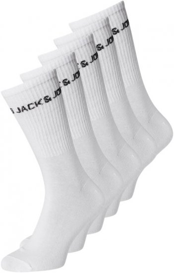 Jack & Jones BASIC LOGO Tennis Socks 5-Pack White - Alusvaatteet & uimavaatteet - Miesten Isot alusvaatteet 