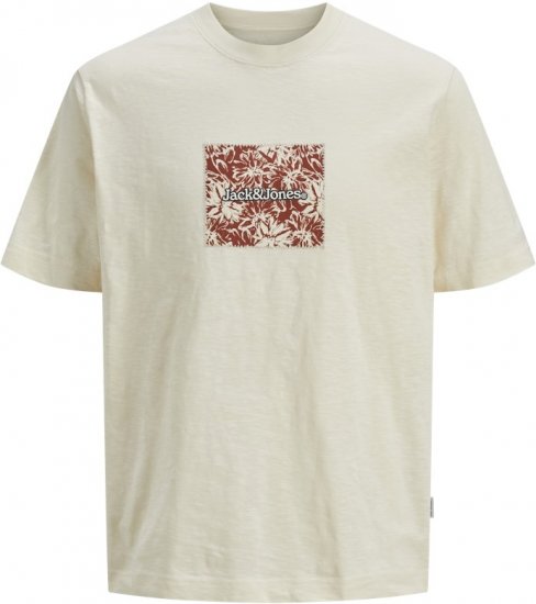 Jack & Jones Split Branding AOP Crew Neck T-Shirt Antique White - T-paidat - Isot T-paidat 2XL – 14XL