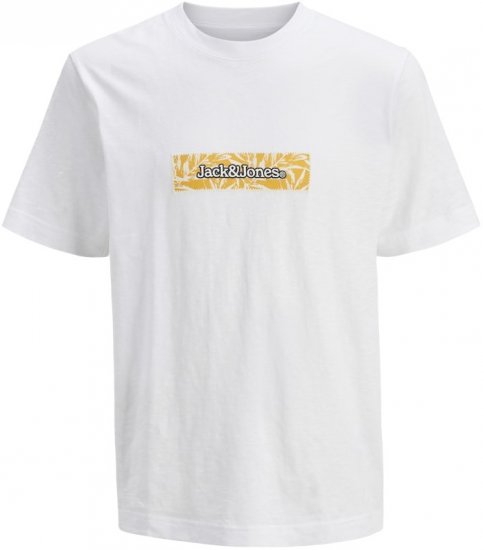 Jack & Jones Split Branding AOP Crew Neck T-Shirt Bright White - T-paidat - Isot T-paidat 2XL – 14XL