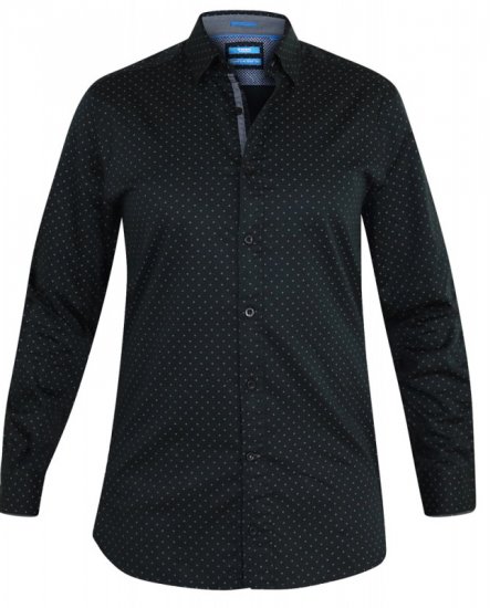 D555 Jahine Long Sleeve Printed Shirt Black - Kauluspaidat - Miesten isot kauluspaidat 2XL – 8XL