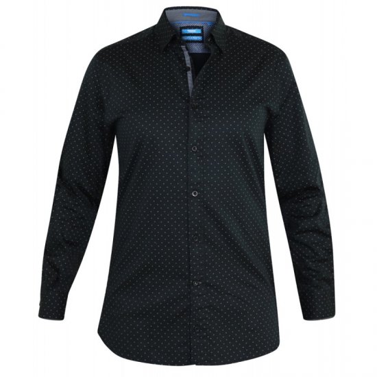 D555 Jahine Long Sleeve Printed Shirt Black - Kauluspaidat - Miesten isot kauluspaidat 2XL – 8XL