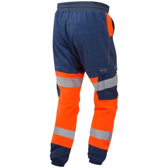 Leo Hawkridge Ecoviz High Performance 4X Stretch Trouser Hi-Vis Orange/Navy Print - Työvaatteet - Miesten Työvaatteet Isot Koot - 2XL-10XL