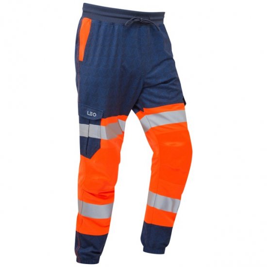 Leo Hawkridge Ecoviz High Performance 4X Stretch Trouser Hi-Vis Orange/Navy Print - Työvaatteet - Miesten Työvaatteet Isot Koot - 2XL-10XL