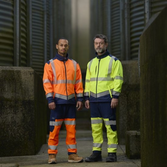 Leo Hawkridge Ecoviz High Performance 4X Stretch Trouser Hi-Vis Orange/Navy Print - Työvaatteet - Miesten Työvaatteet Isot Koot - 2XL-10XL