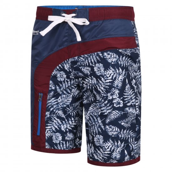 Kam Jeans 349 Leaf Print Swimmers Navy - Alusvaatteet & uimavaatteet - Miesten Isot alusvaatteet 