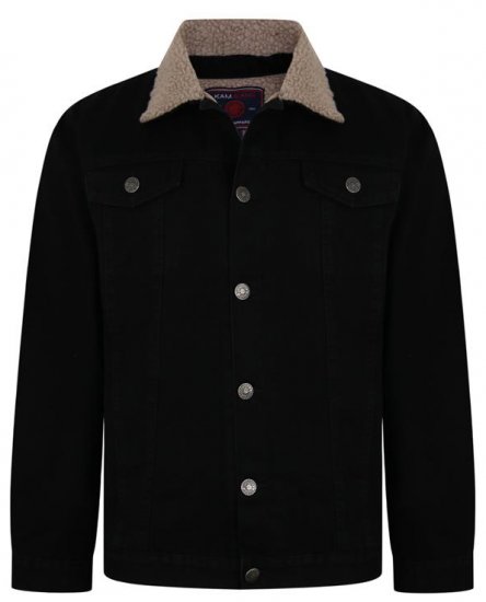 Kam Jeans 406 Sherpa Lined Denim Jacket Black - Takit - Miesten Takit, isot koot – 2XL – 12XL