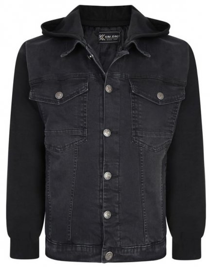 Kam Jeans 407 Hooded Stretch Denim Jacket - Takit - Miesten Takit, isot koot – 2XL – 12XL