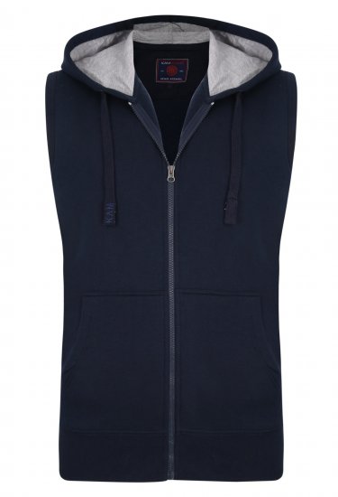 Kam Jeans Sleeveless Zip Thru Hoody Navy - Hupparit ja collegepaidat - Miesten hupparit ja collegepaidat isot koot
